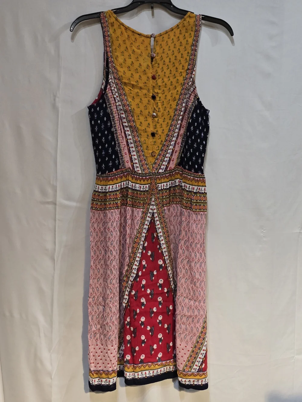 Patrons of Peace Multicolor Patchwork Midi Dress - Red, Navy, Mustard